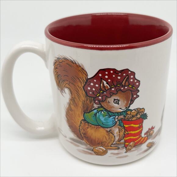 New In Box 1990 Creative Concepts Christmas Animal Mug - Rabbit Raccoon Squirrel - Picture 4 of 5